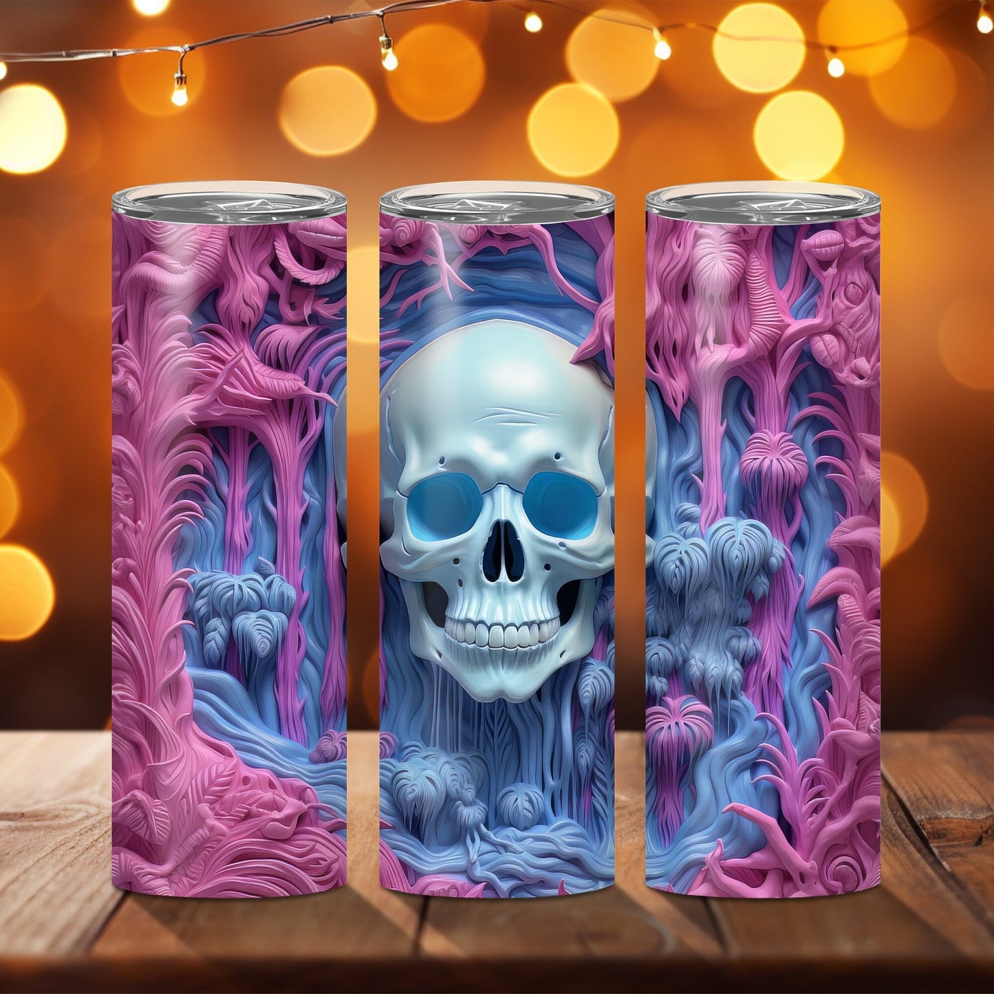 Edelstahl Tumbler Thermobecher – Halloween Designs, doppelwandig & auslaufsicher für heiße und kalte Getränke 600ml