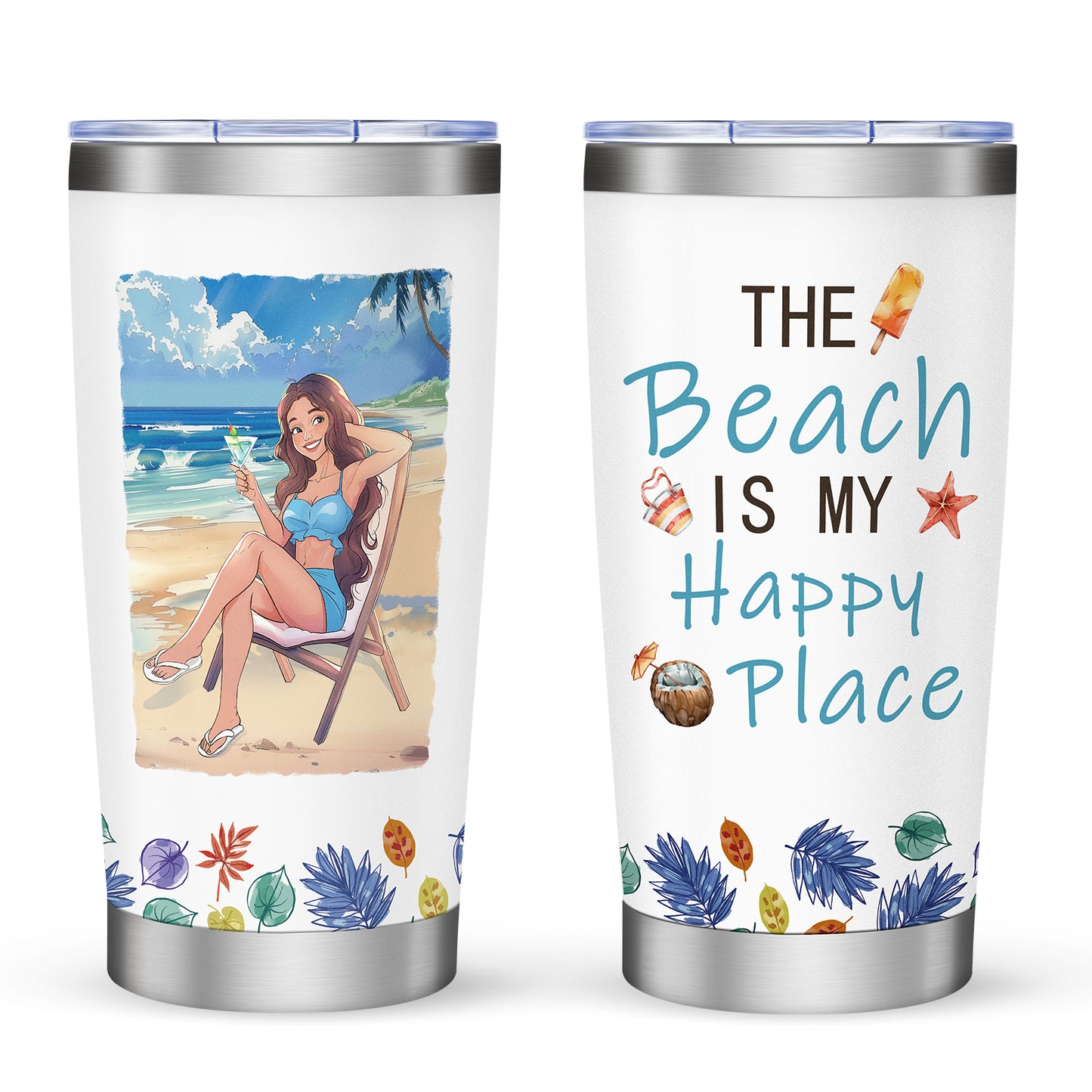 Tumbler-Becher Kaffeebecher Edelstahl Thermobecher mit Deckel mit verschiedenen Designs 20oz 600ml