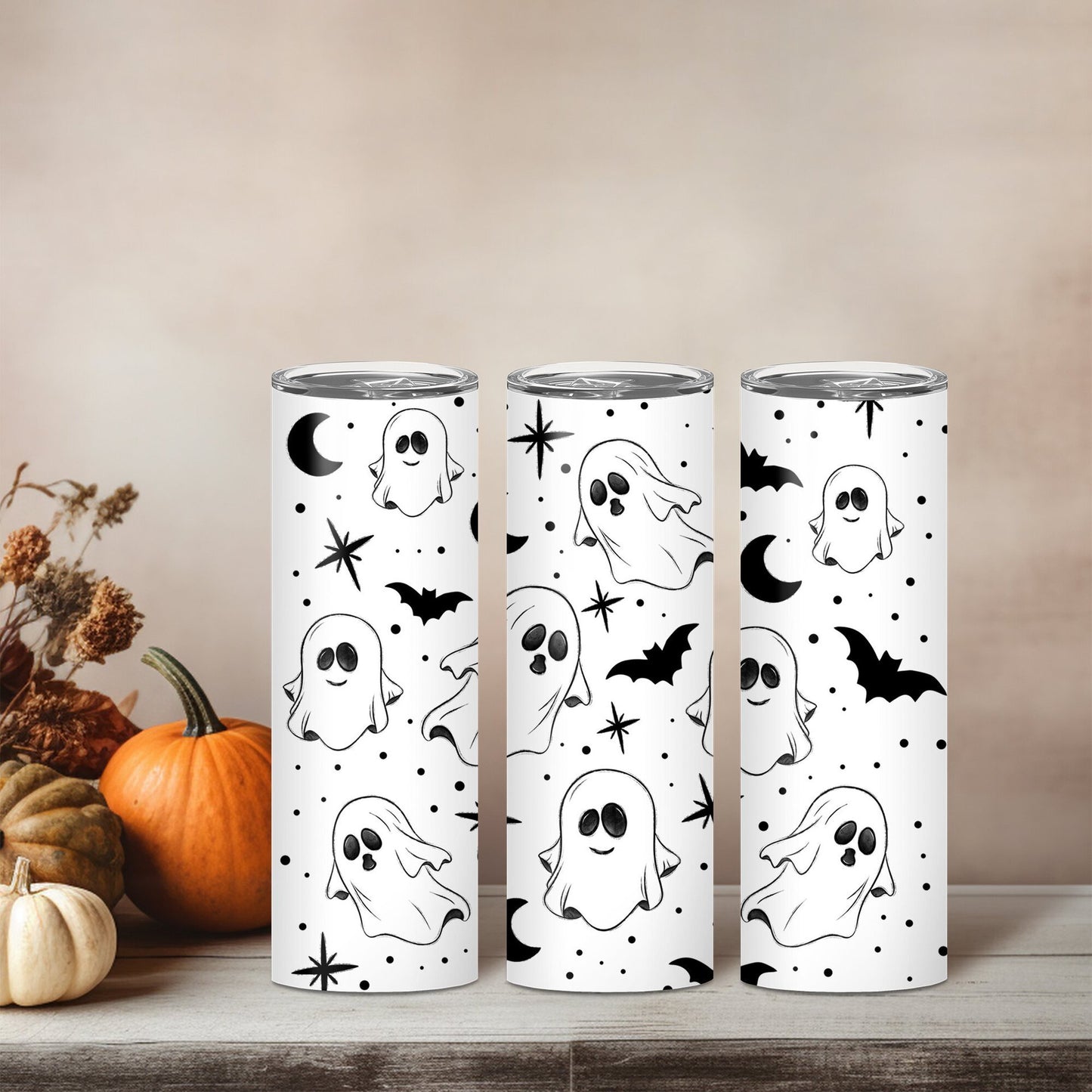 Edelstahl Tumbler Thermobecher – Halloween Designs, doppelwandig & auslaufsicher für heiße und kalte Getränke 600ml