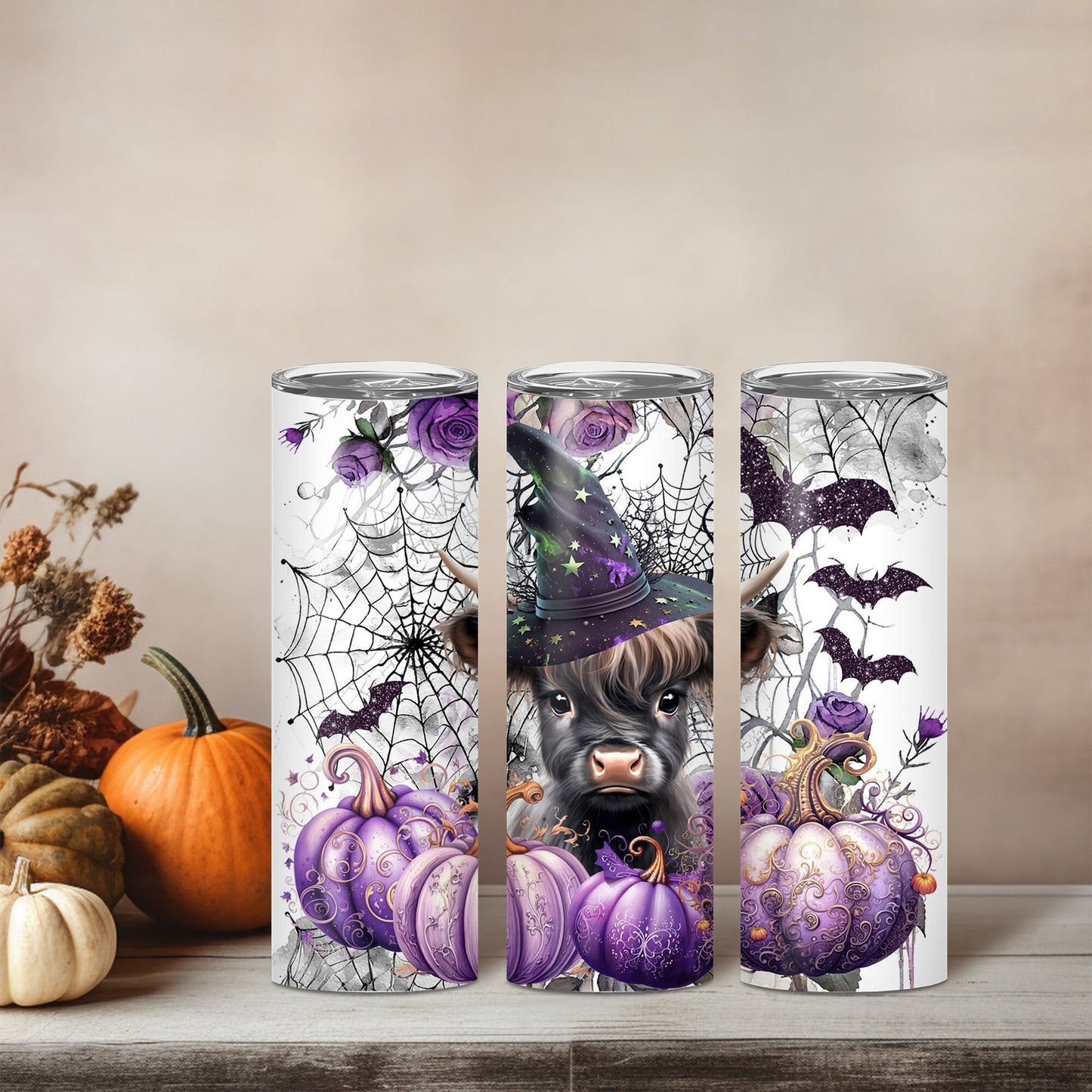 Edelstahl Tumbler Thermobecher – Halloween Designs, doppelwandig & auslaufsicher für heiße und kalte Getränke 600ml