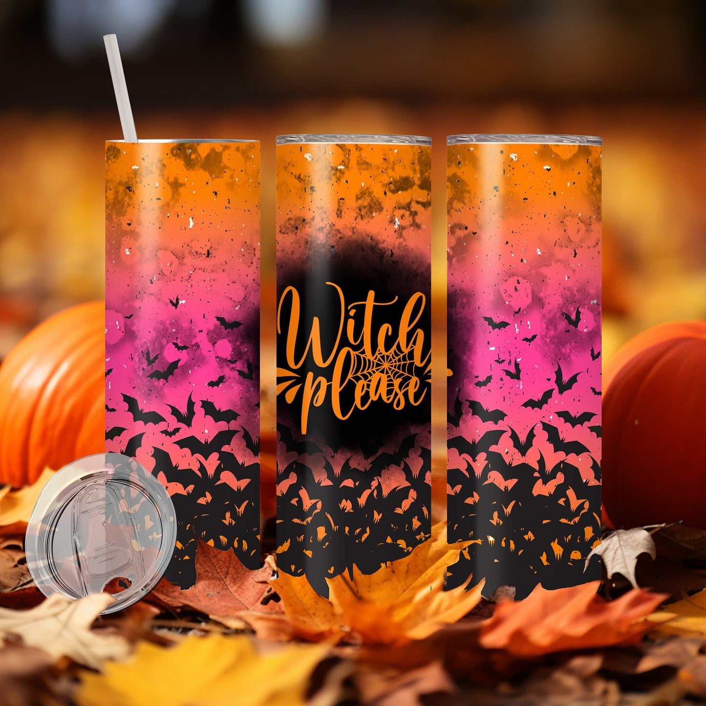 Edelstahl Tumbler Thermobecher – Halloween Designs, doppelwandig & auslaufsicher für heiße und kalte Getränke 600ml