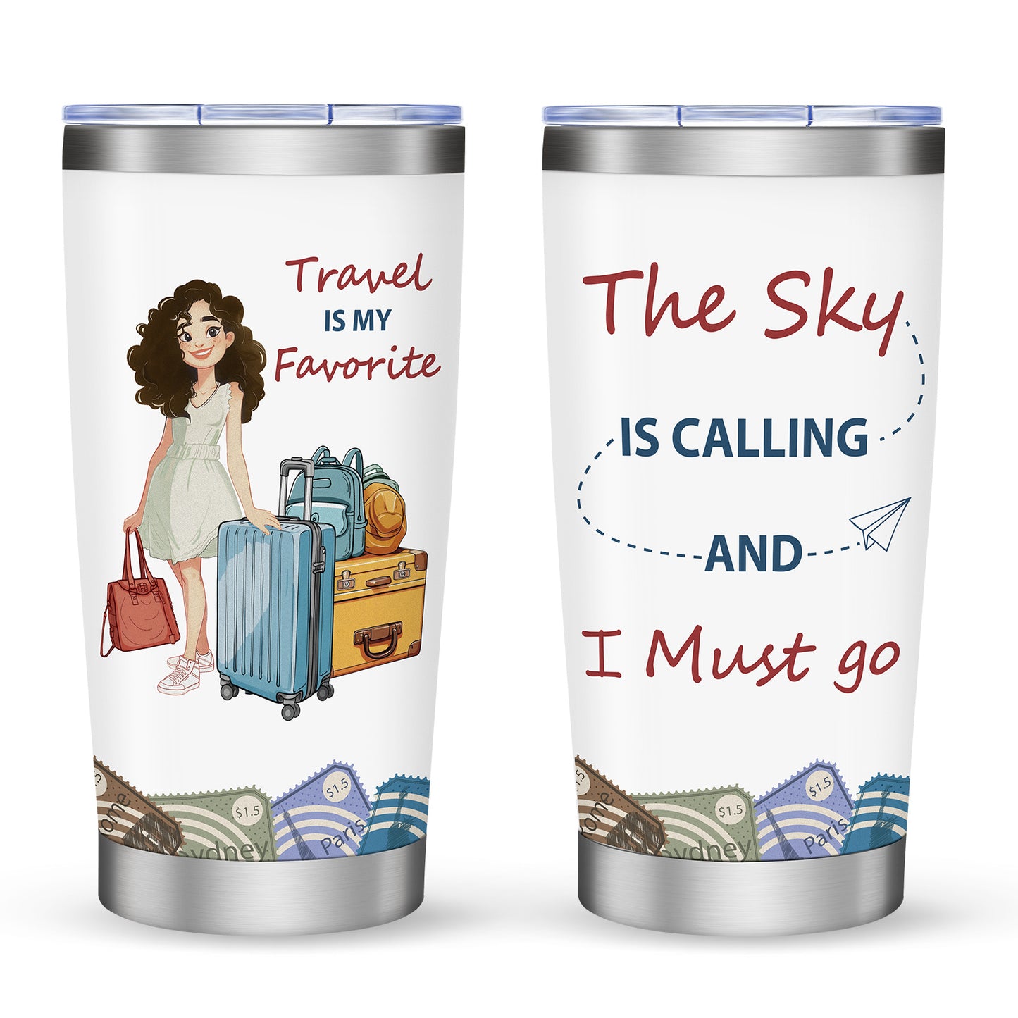 Tumbler-Becher Kaffeebecher Edelstahl Thermobecher mit Deckel mit verschiedenen Designs 20oz 600ml