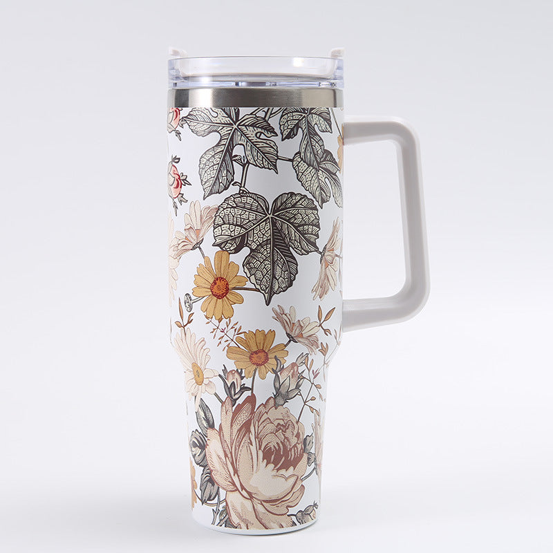 Tumbler-Becher Edelstahl Thermobecher mit Griff Deckel und Strohhalm mit verschiedenen Designs 40oz 1200ml