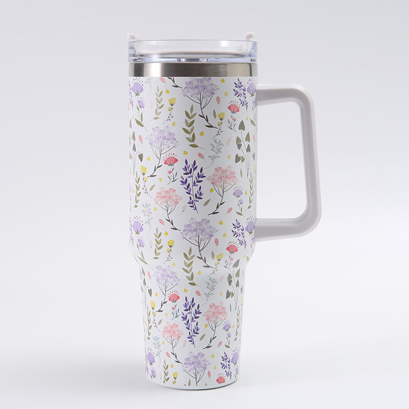 Tumbler-Becher Edelstahl Thermobecher mit Griff Deckel und Strohhalm mit verschiedenen Designs 40oz 1200ml
