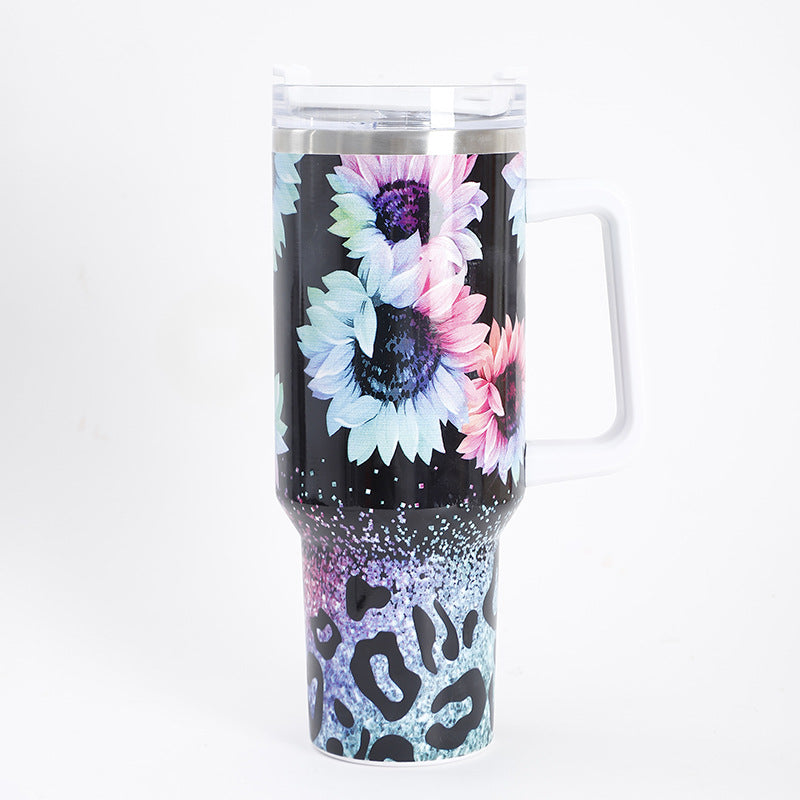 Tumbler-Becher Edelstahl Thermobecher mit Griff Deckel und Strohhalm mit verschiedenen Designs 40oz 1200ml