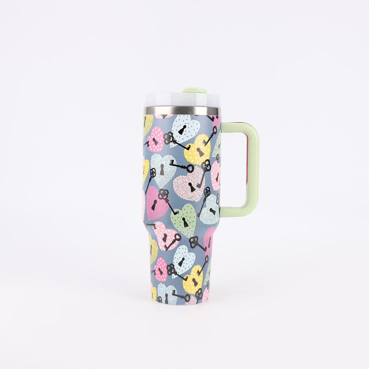Tumbler-Becher Edelstahl Thermobecher mit Griff Deckel und Strohhalm mit verschiedenen Designs 40oz 1200ml