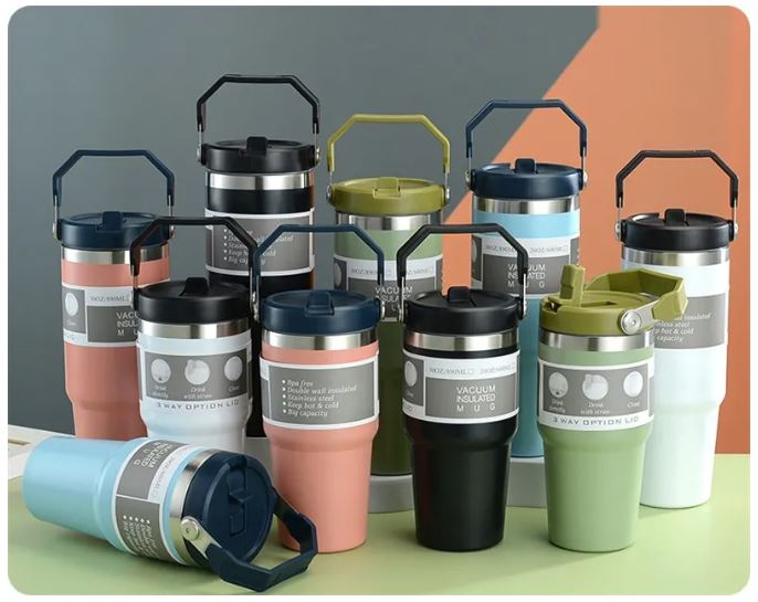 Tumbler-Becher Portabel Outdoor Edelstahl Thermobecher mit Tragegriff 20oz 600ml und 30oz 890ml