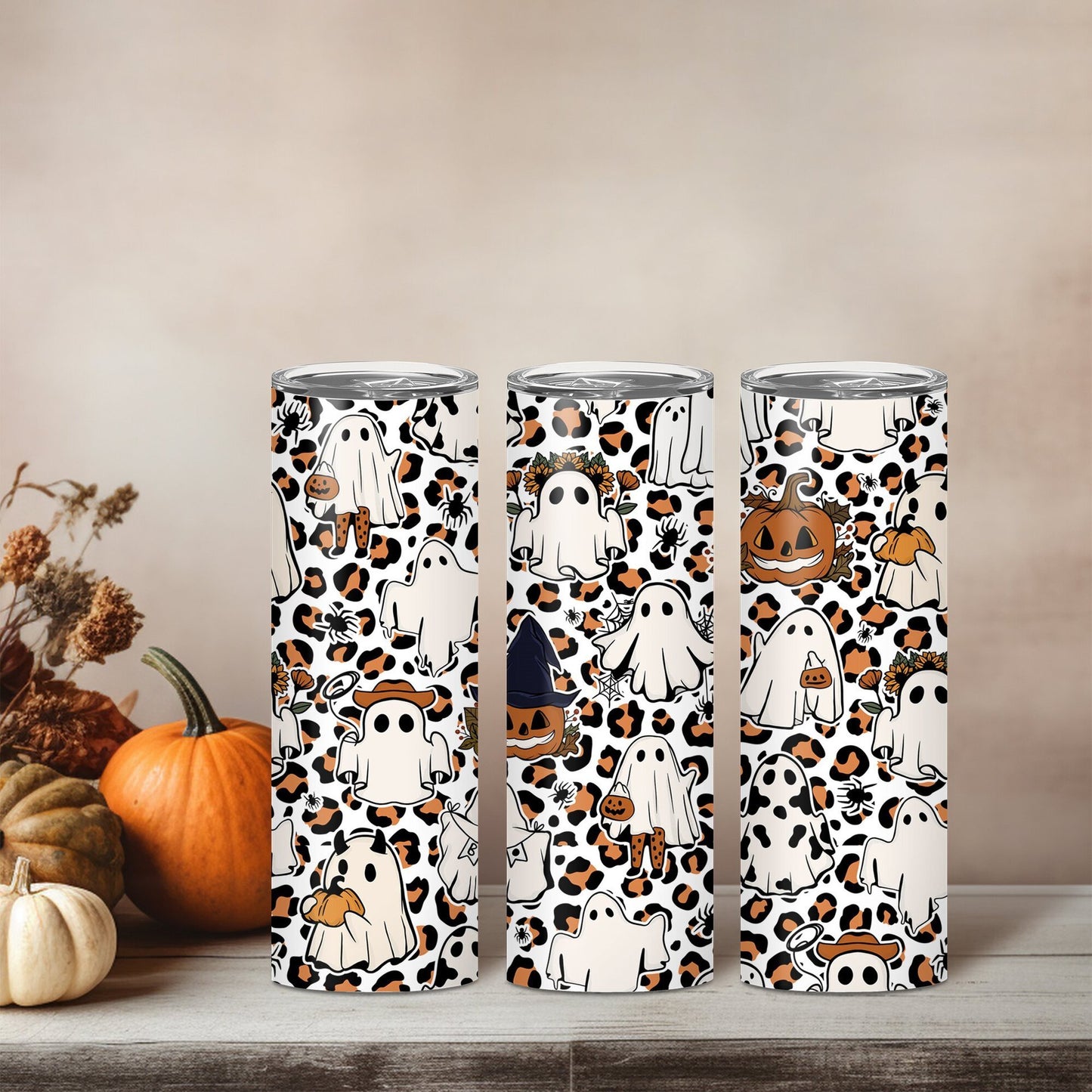 Edelstahl Tumbler Thermobecher – Halloween Designs, doppelwandig & auslaufsicher für heiße und kalte Getränke 600ml