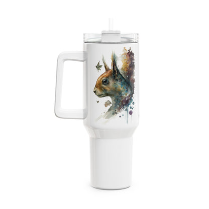 Tumbler-Becher, Edelstahl, Thermobecher, 1182 ml in weiß, Motiv: Eichhörnchen-Watercolor