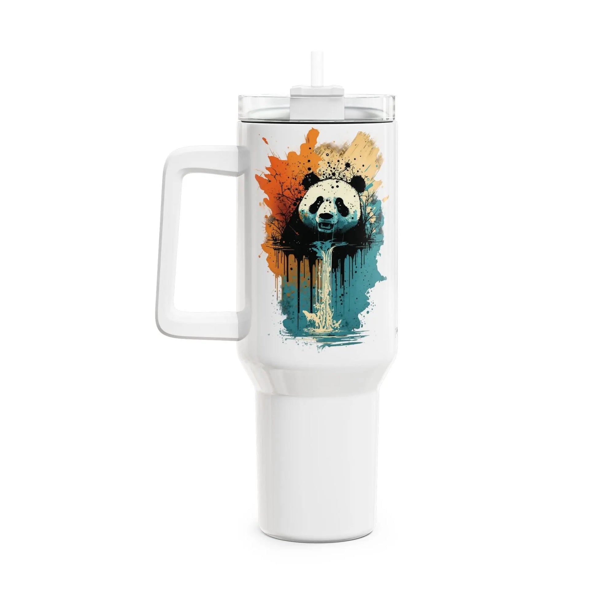 Tumbler-Becher, Edelstahl, Thermobecher, 1182 ml in weiß, Motiv: Pandabär-Splash Printify