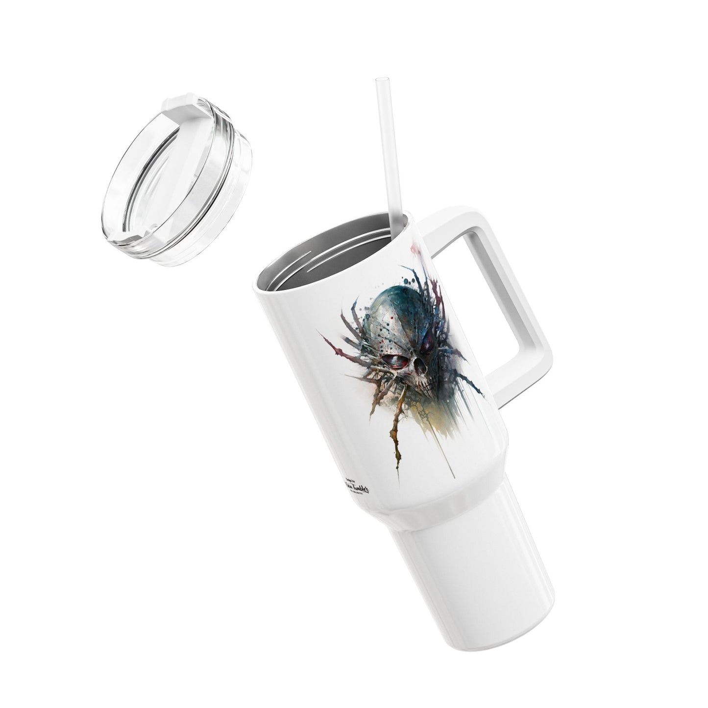 Tumbler-Becher, Edelstahl, Thermobecher, 1182 ml in weiß, Motiv: Spinne-Watercolor