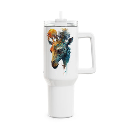 Tumbler-Becher, Edelstahl, Thermobecher, 1182 ml in weiß, Motiv: Giraffe-Watercolor