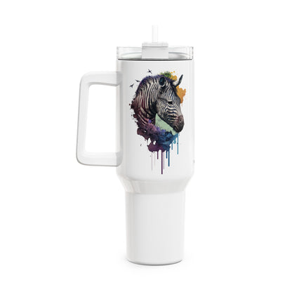 Tumbler-Becher, Edelstahl, Thermobecher, 1182 ml in weiß, Motiv: Zebra-Watercolor