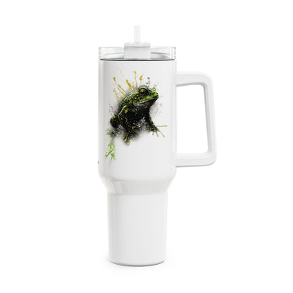 Tumbler-Becher, Edelstahl, Thermobecher, 1182 ml in weiß, Motiv: Frosch-Splash