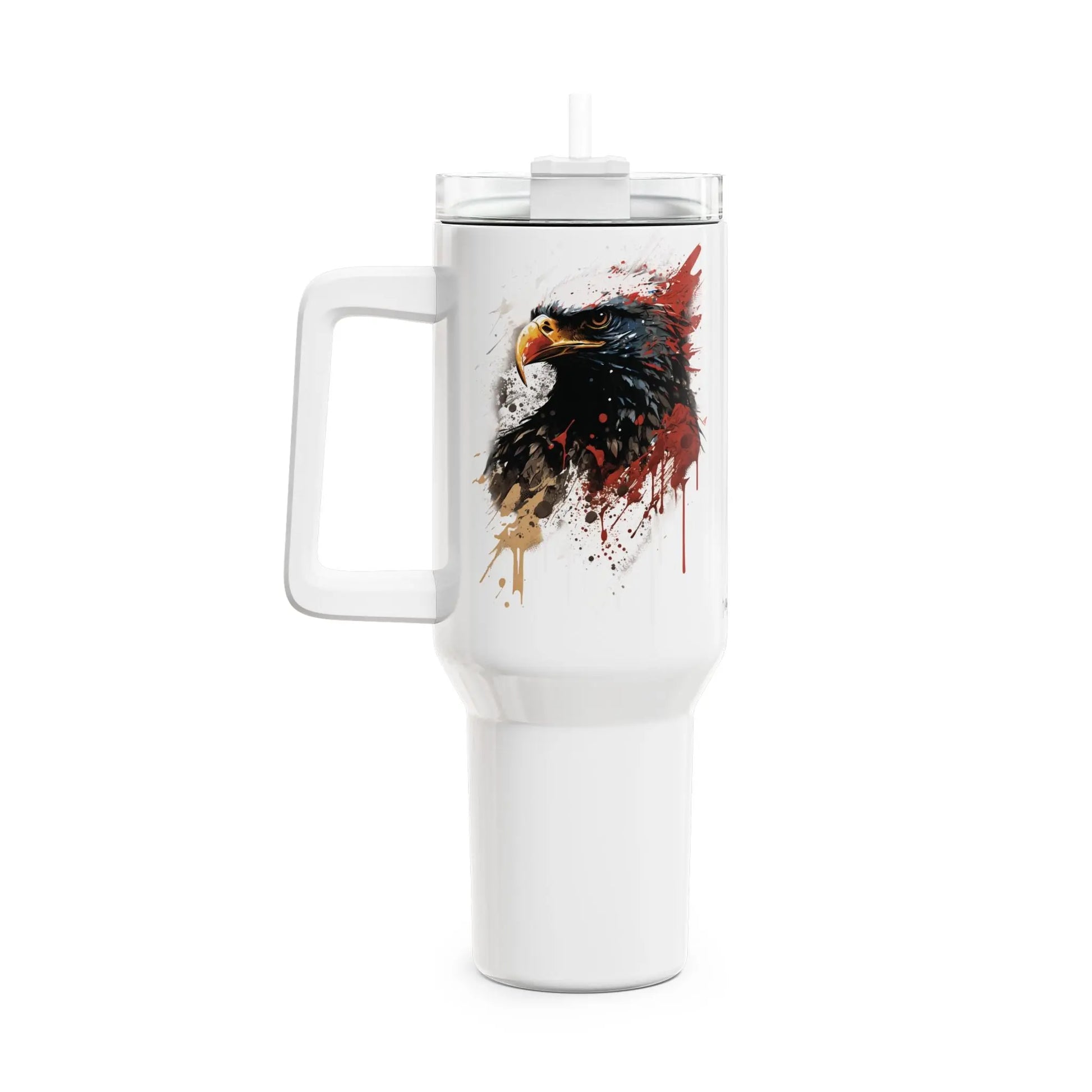 Tumbler-Becher, Edelstahl, Thermobecher, 1182 ml in weiß, Motiv: Adler-Splash Printify