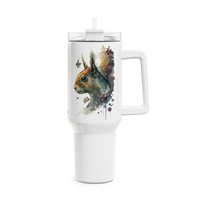 Tumbler-Becher, Edelstahl, Thermobecher, 1182 ml in weiß, Motiv: Eichhörnchen-Watercolor