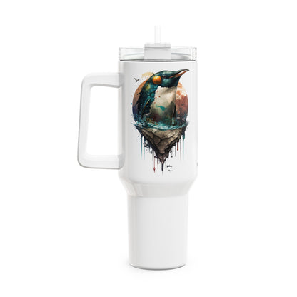 Tumbler-Becher, Edelstahl, Thermobecher, 1182 ml in weiß, Motiv: Pinguin-Watercolor