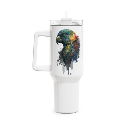 Tumbler-Becher, Edelstahl, Thermobecher, 1182 ml in weiß, Motiv: Papagei-Watercolor