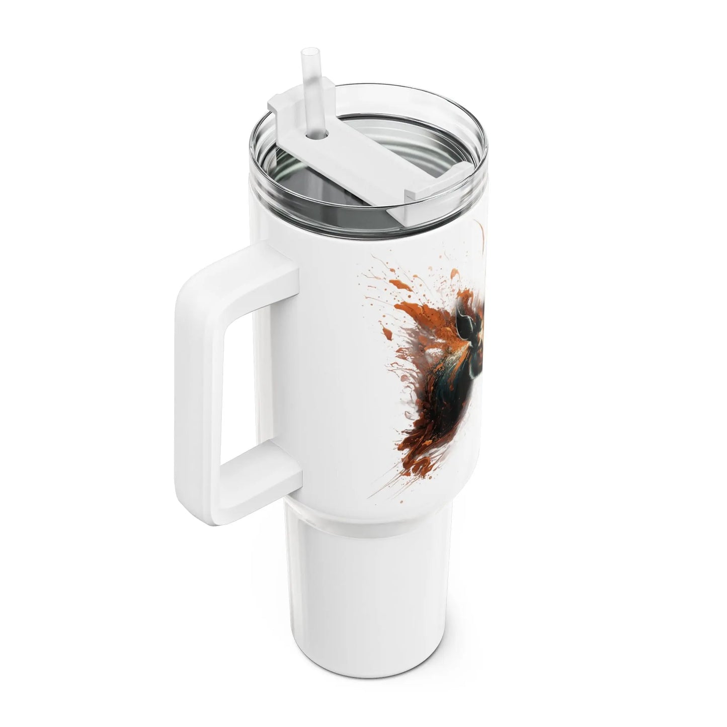 Tumbler-Becher, Edelstahl, Thermobecher, 1182 ml in weiß, Motiv: Antilope-Splash Printify