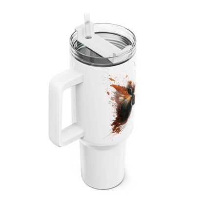 Tumbler-Becher, Edelstahl, Thermobecher, 1182 ml in weiß, Motiv: Antilope-Splash Printify
