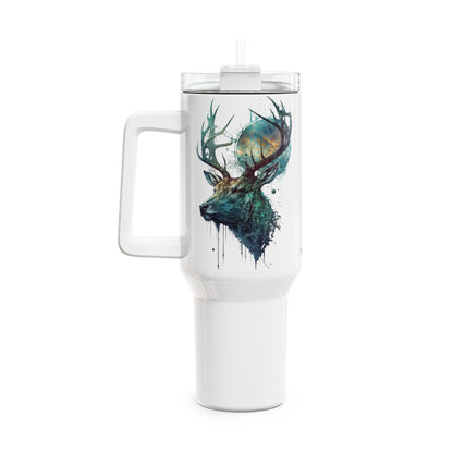 Tumbler-Becher, Edelstahl, Thermobecher, 1182 ml in weiß, Motiv: Hirsch-Watercolor