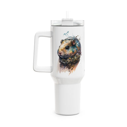 Tumbler-Becher, Edelstahl, Thermobecher, 1182 ml in weiß, Motiv: Hamster-Watercolor