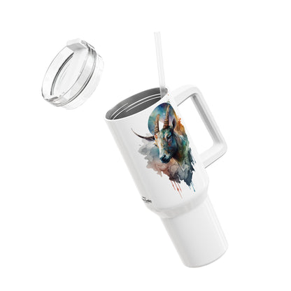 Tumbler-Becher, Edelstahl, Thermobecher, 1182 ml in weiß, Motiv: Ziege-Watercolor