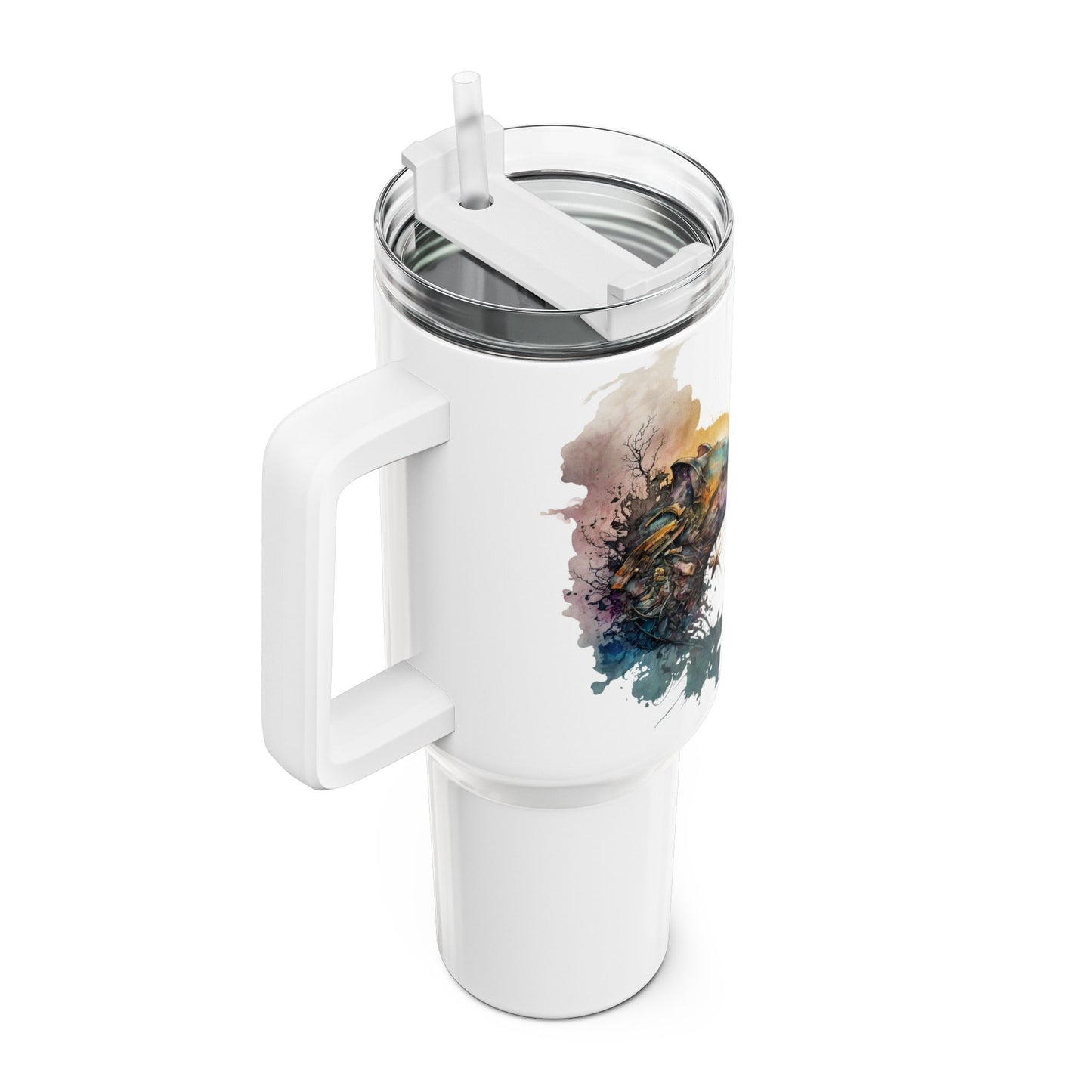 Tumbler-Becher, Edelstahl, Thermobecher, 1182 ml in weiß, Motiv: Ratte-Watercolor