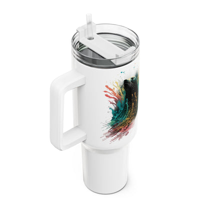 Tumbler-Becher, Edelstahl, Thermobecher, 1182 ml in weiß, Motiv: Seehund-Splash