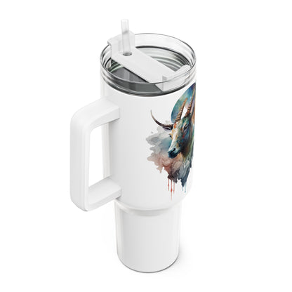 Tumbler-Becher, Edelstahl, Thermobecher, 1182 ml in weiß, Motiv: Ziege-Watercolor