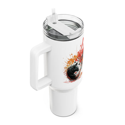 Tumbler-Becher, Edelstahl, Thermobecher, 1182 ml in weiß, Motiv: Maus-Splash