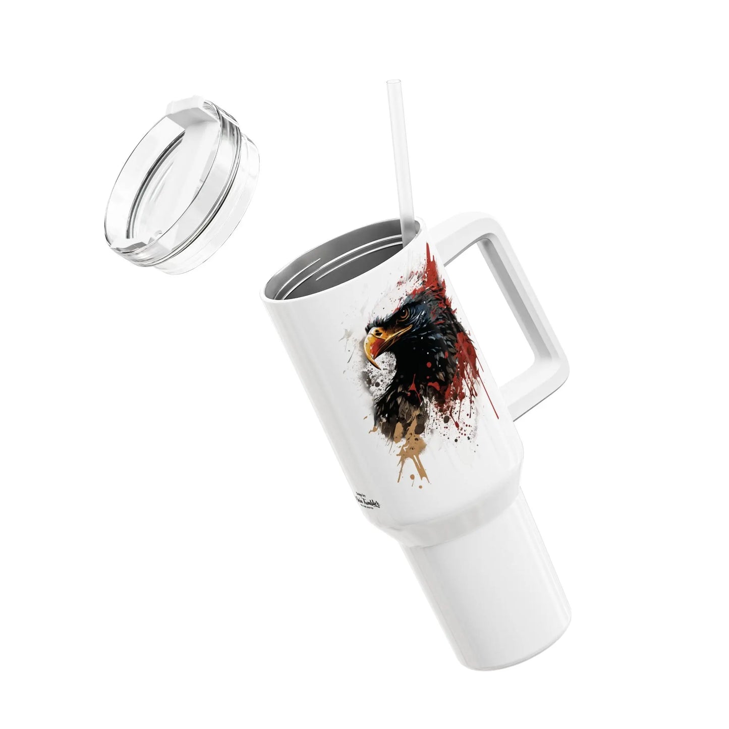Tumbler-Becher, Edelstahl, Thermobecher, 1182 ml in weiß, Motiv: Adler-Splash Printify