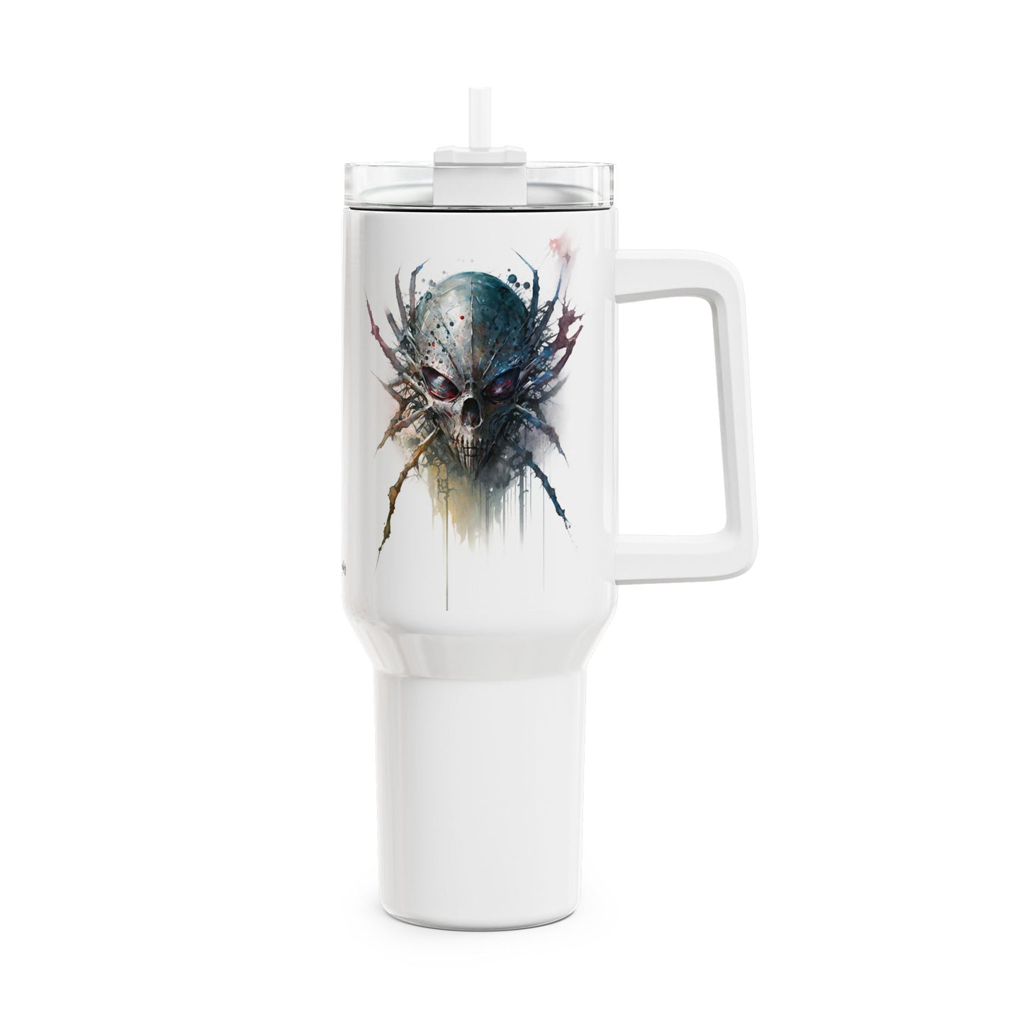 Tumbler-Becher, Edelstahl, Thermobecher, 1182 ml in weiß, Motiv: Spinne-Watercolor
