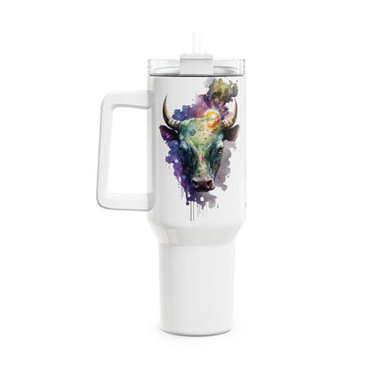 Tumbler-Becher, Edelstahl, Thermobecher, 1182 ml in weiß, Motiv: Kuh-Watercolor