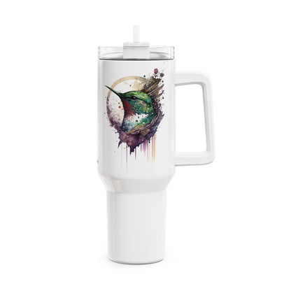 Tumbler-Becher, Edelstahl, Thermobecher, 1182 ml in weiß, Motiv: Kolibri-Watercolor
