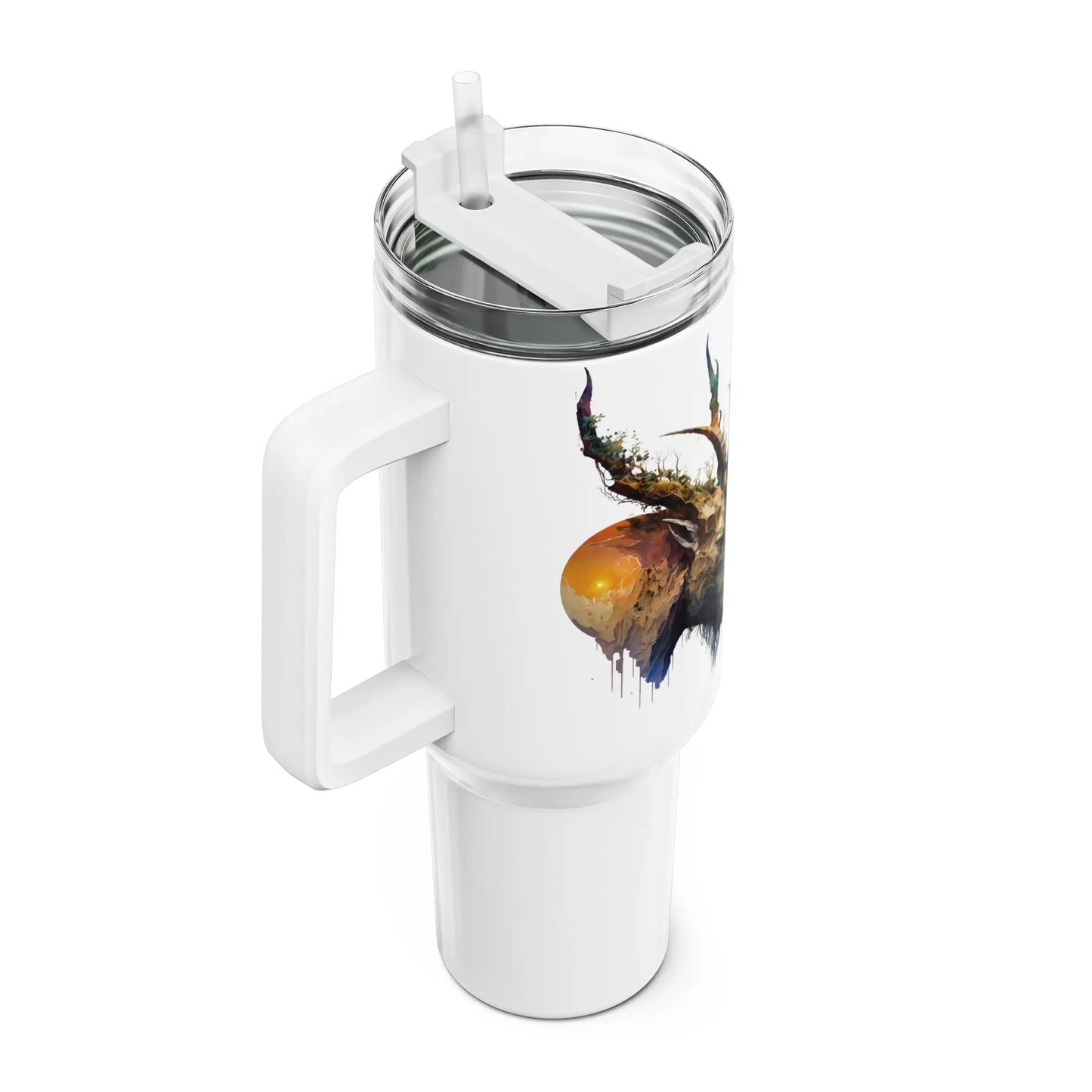Tumbler-Becher, Edelstahl, Thermobecher, 1182 ml in weiß, Motiv: Antilope-Watercolor Printify
