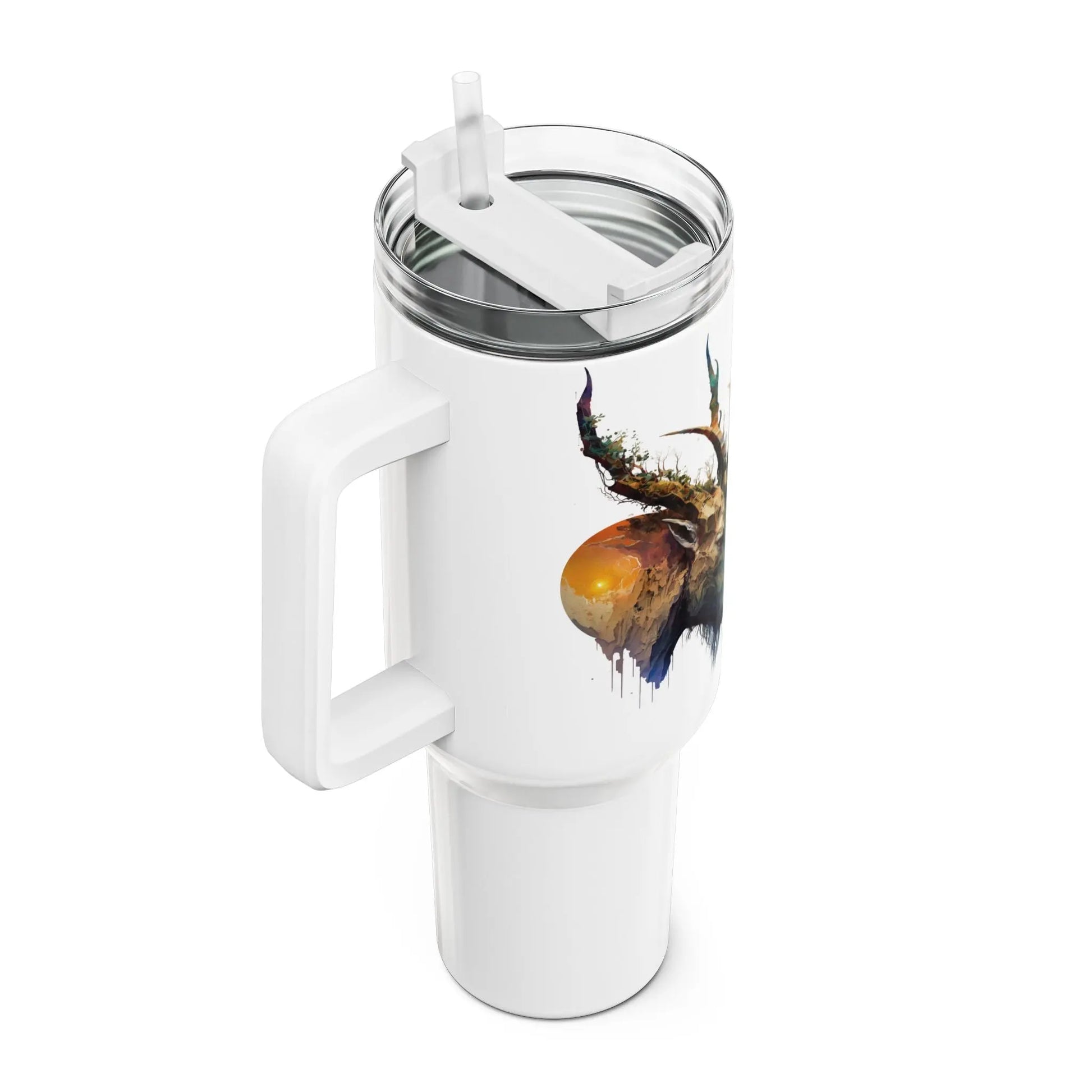 Tumbler-Becher, Edelstahl, Thermobecher, 1182 ml in weiß, Motiv: Antilope-Watercolor Printify