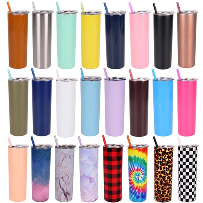 Tumbler-Becher Edelstahl Thermobecher mit Deckel und Strohhalm mit verschiedenen Designs 20oz 600ml