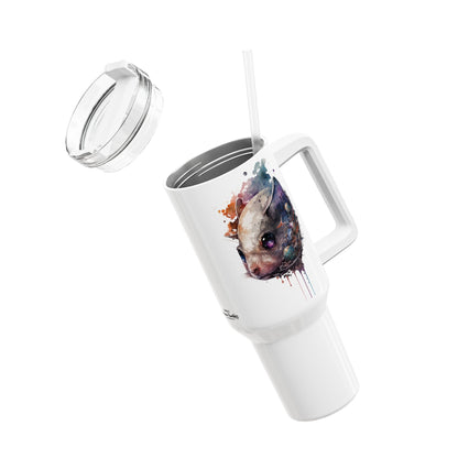 Tumbler-Becher, Edelstahl, Thermobecher, 1182 ml in weiß, Motiv: Maus-Watercolor