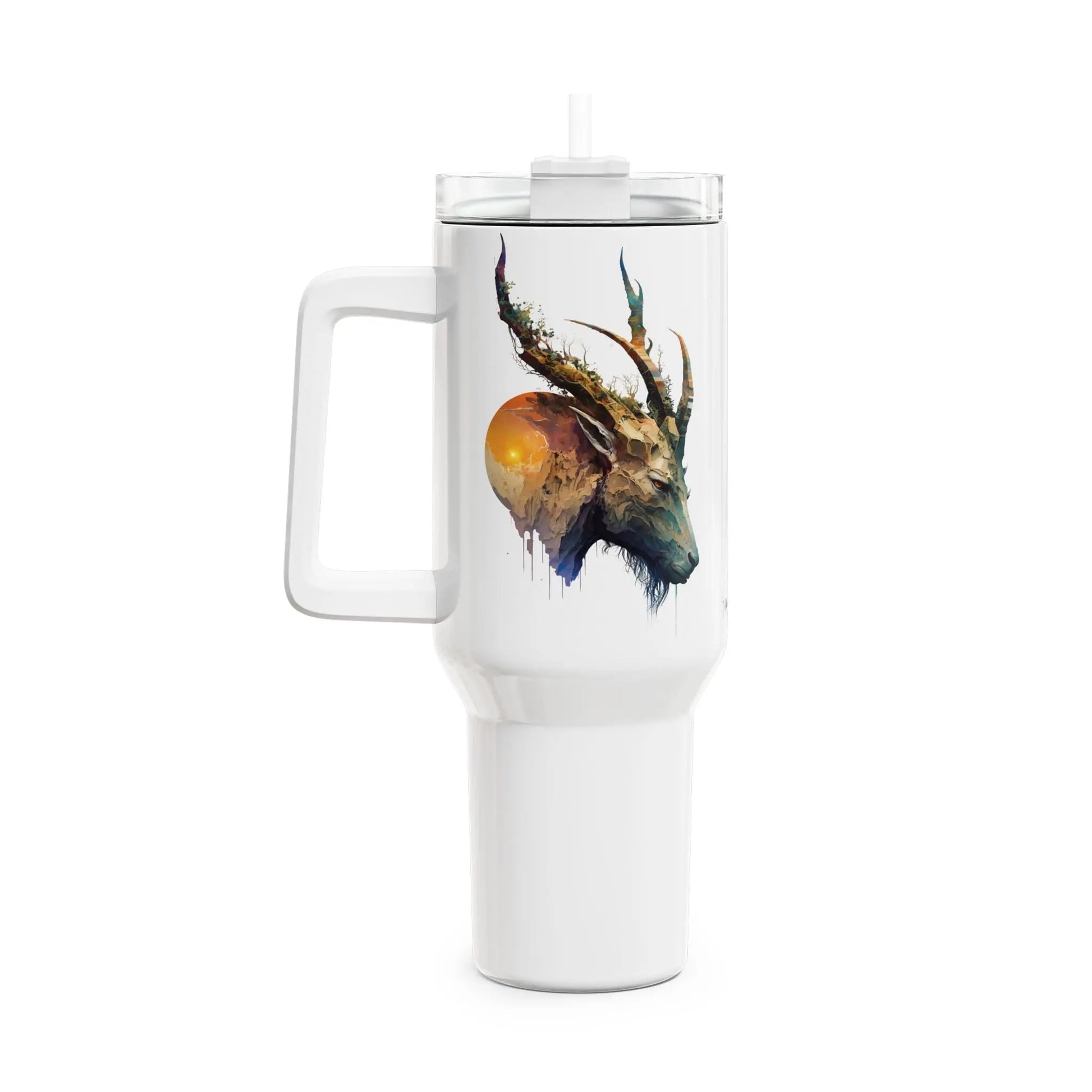 Tumbler-Becher, Edelstahl, Thermobecher, 1182 ml in weiß, Motiv: Antilope-Watercolor Printify