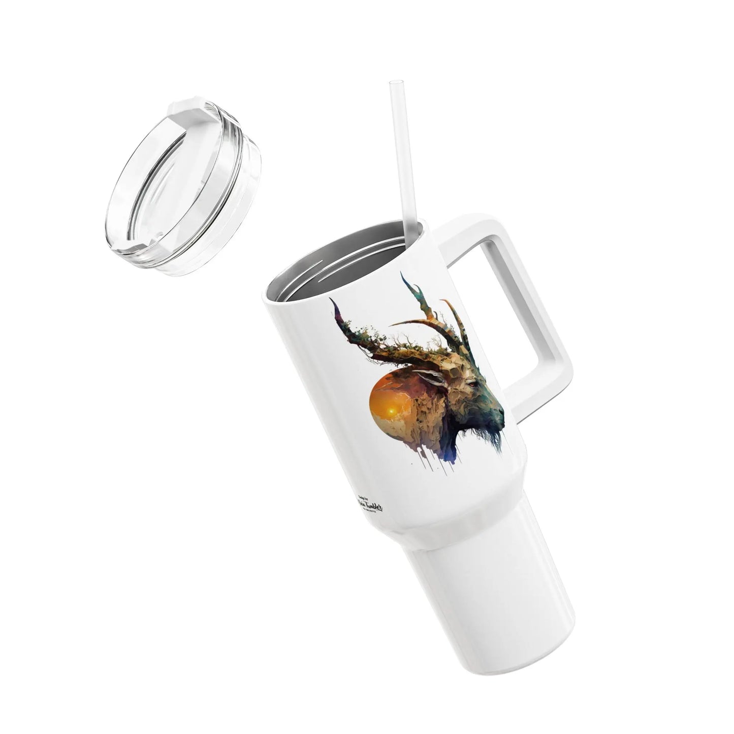 Tumbler-Becher, Edelstahl, Thermobecher, 1182 ml in weiß, Motiv: Antilope-Watercolor Printify