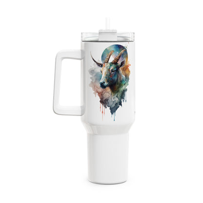 Tumbler-Becher, Edelstahl, Thermobecher, 1182 ml in weiß, Motiv: Ziege-Watercolor
