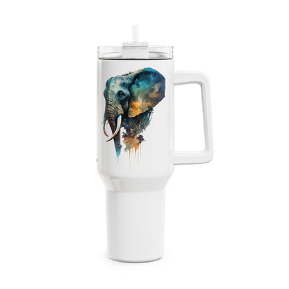 Tumbler-Becher, Edelstahl, Thermobecher, 1182 ml in weiß, Motiv: Elefant-Watercolor