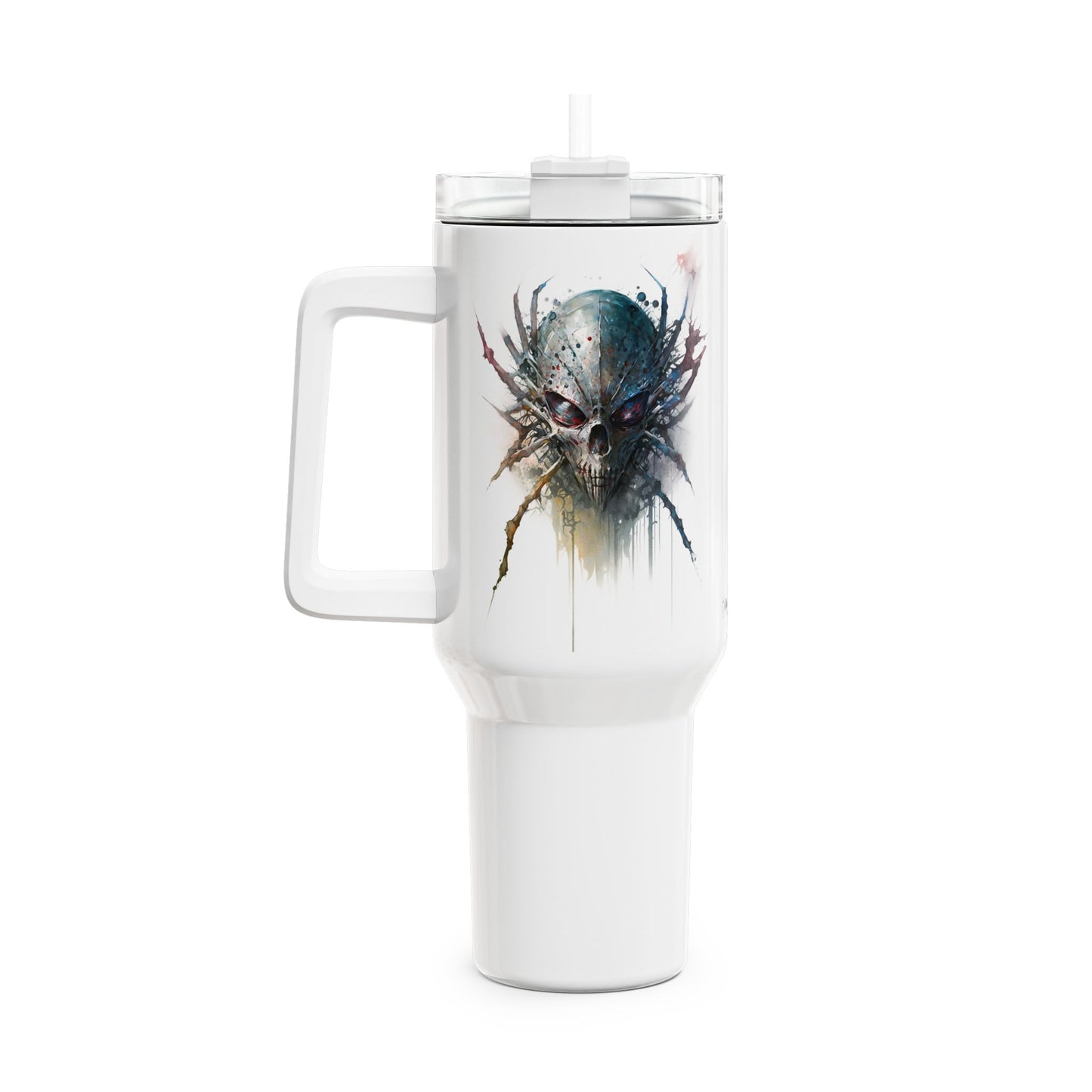 Tumbler-Becher, Edelstahl, Thermobecher, 1182 ml in weiß, Motiv: Spinne-Watercolor