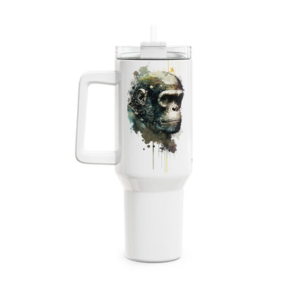 Tumbler-Becher, Edelstahl, Thermobecher, 1182 ml in weiß, Motiv: Schimpanse-Watercolor