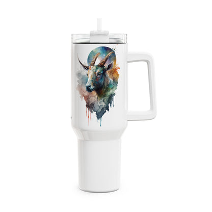 Tumbler-Becher, Edelstahl, Thermobecher, 1182 ml in weiß, Motiv: Ziege-Watercolor