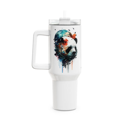 Tumbler-Becher, Edelstahl, Thermobecher, 1182 ml in weiß, Motiv: Pandabär-Watercolor