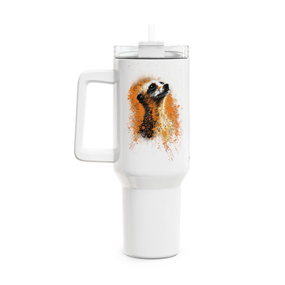 Tumbler-Becher, Edelstahl, Thermobecher, 1182 ml in weiß, Motiv: Erdmännchen-Splash