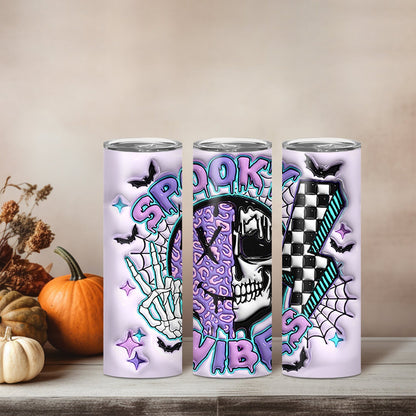 Edelstahl Tumbler Thermobecher – Halloween Designs, doppelwandig & auslaufsicher für heiße und kalte Getränke 600ml