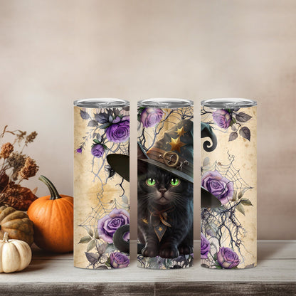 Edelstahl Tumbler Thermobecher – Halloween Designs, doppelwandig & auslaufsicher für heiße und kalte Getränke 600ml